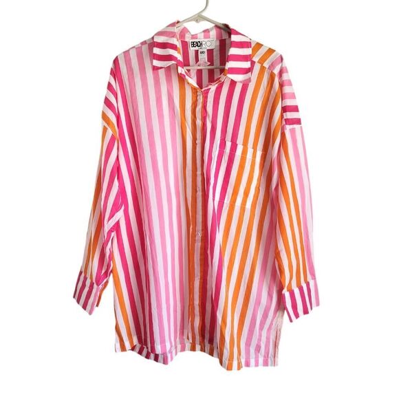 Beach Riot Tops - Beach Riot Alexa Top Sunset Stripes Oversized Button Front Petite Large